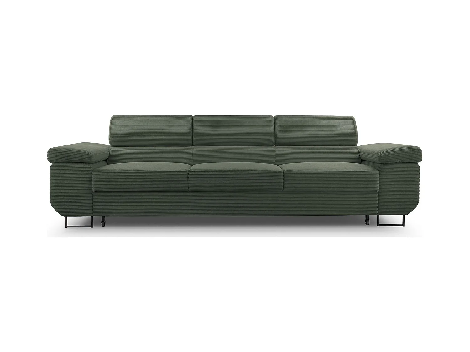 Slaapbank met verstelbare hoofdsteunen en opbergruimte – corduroy – olijfgroen – CAPURSO