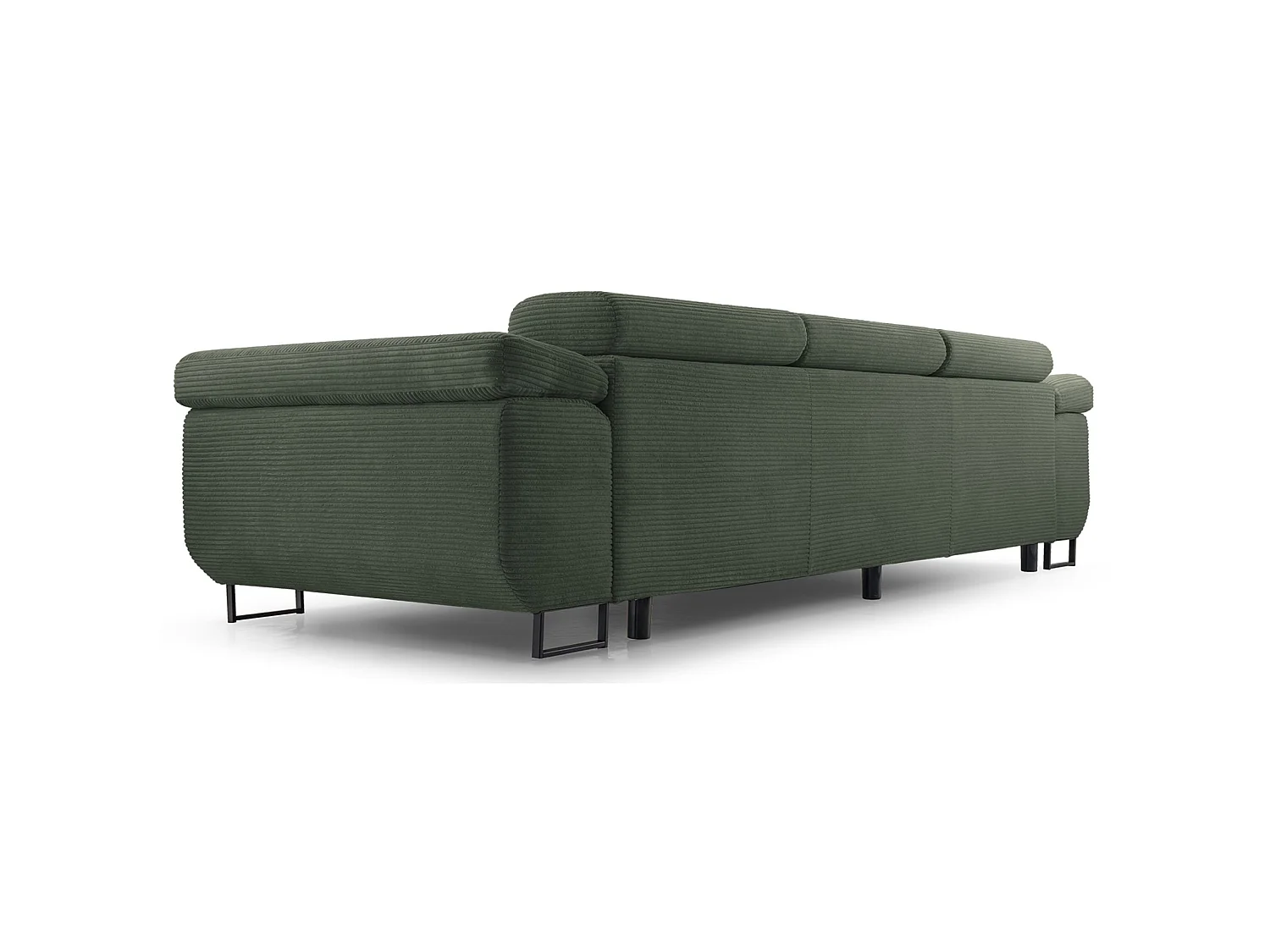 Schlafsofa mit verstellbaren Kopfstützen und Stauraum – Cord – Olivgrün – CAPURSO