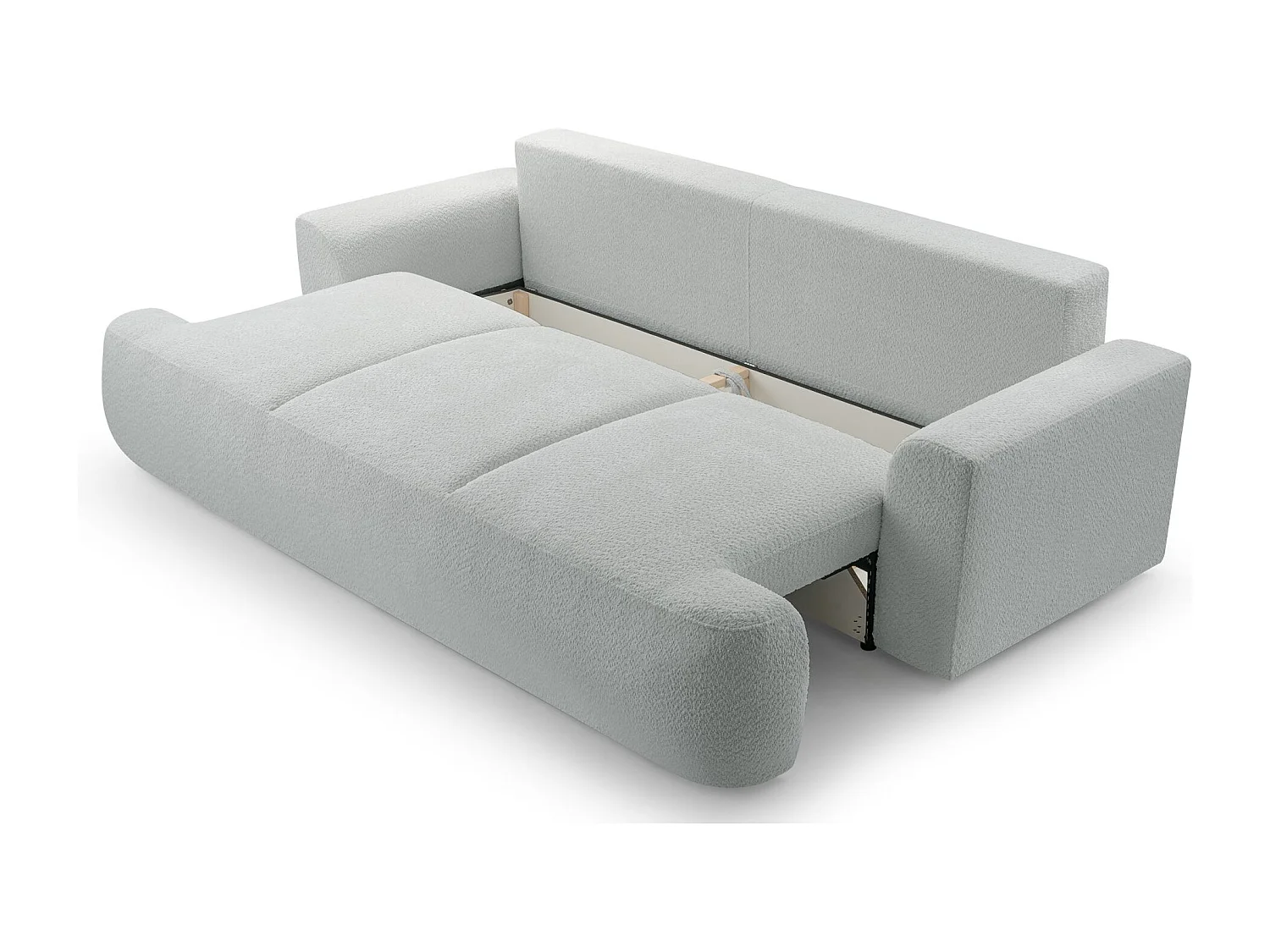 Canapé convertible 3 places – boucle– gris-beige – BARLETTO