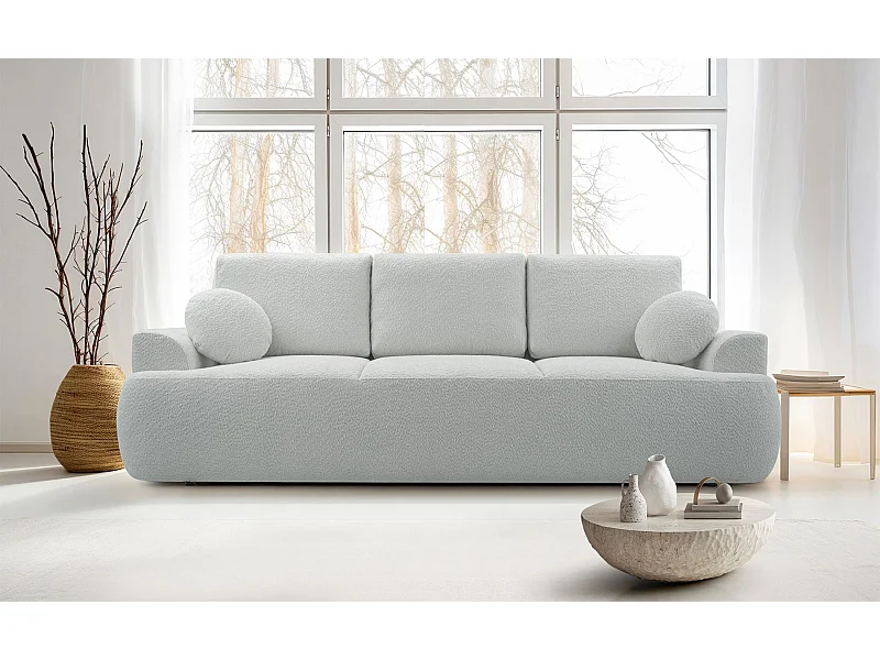 Canapé convertible 3 places – boucle– gris-beige – BARLETTO