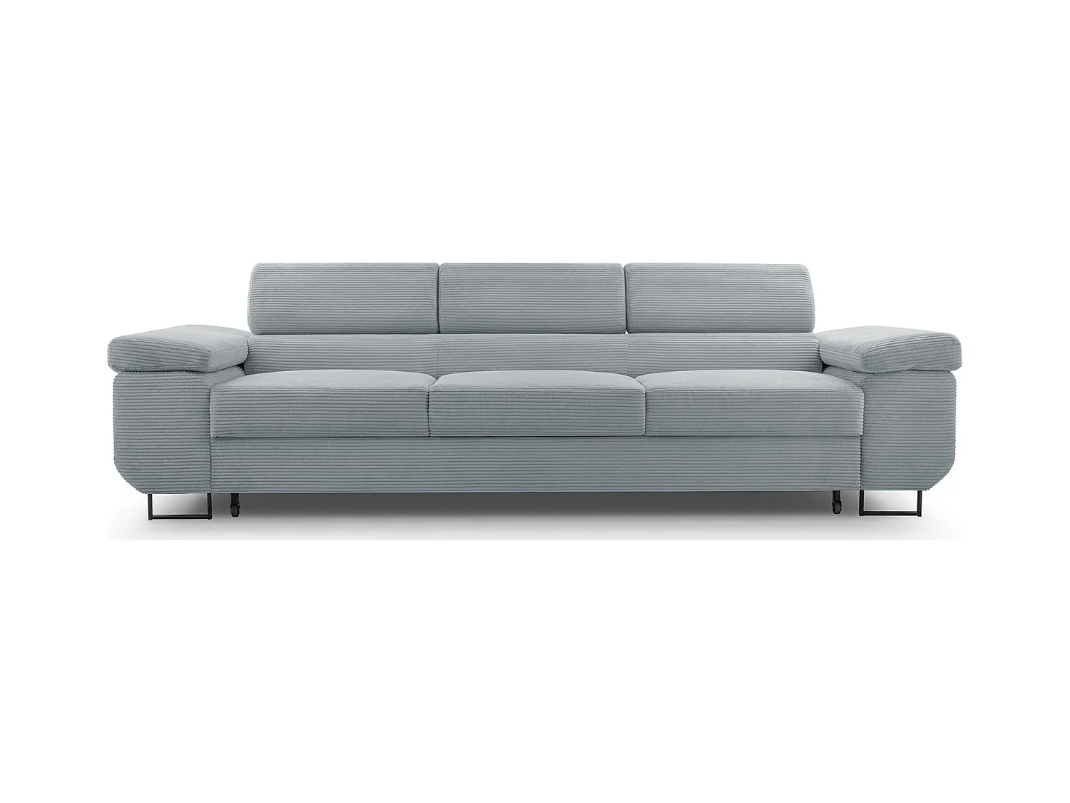 Slaapbank met verstelbare hoofdsteunen en opbergruimte – corduroy – lichtgrijs – CAPURSO