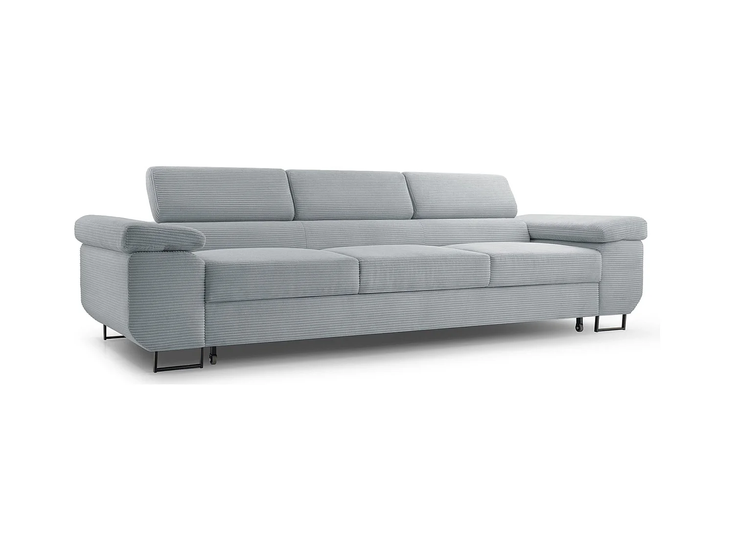 Slaapbank met verstelbare hoofdsteunen en opbergruimte – corduroy – lichtgrijs – CAPURSO