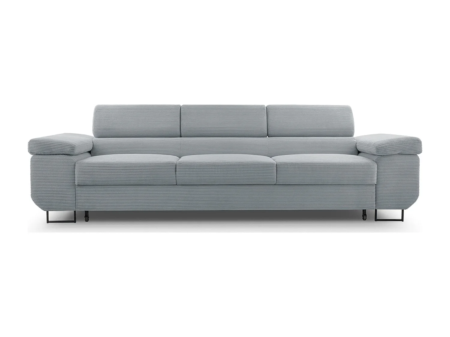 Schlafsofa mit verstellbaren Kopfstützen und Stauraum – Cord – Hellgrau – CAPURSO