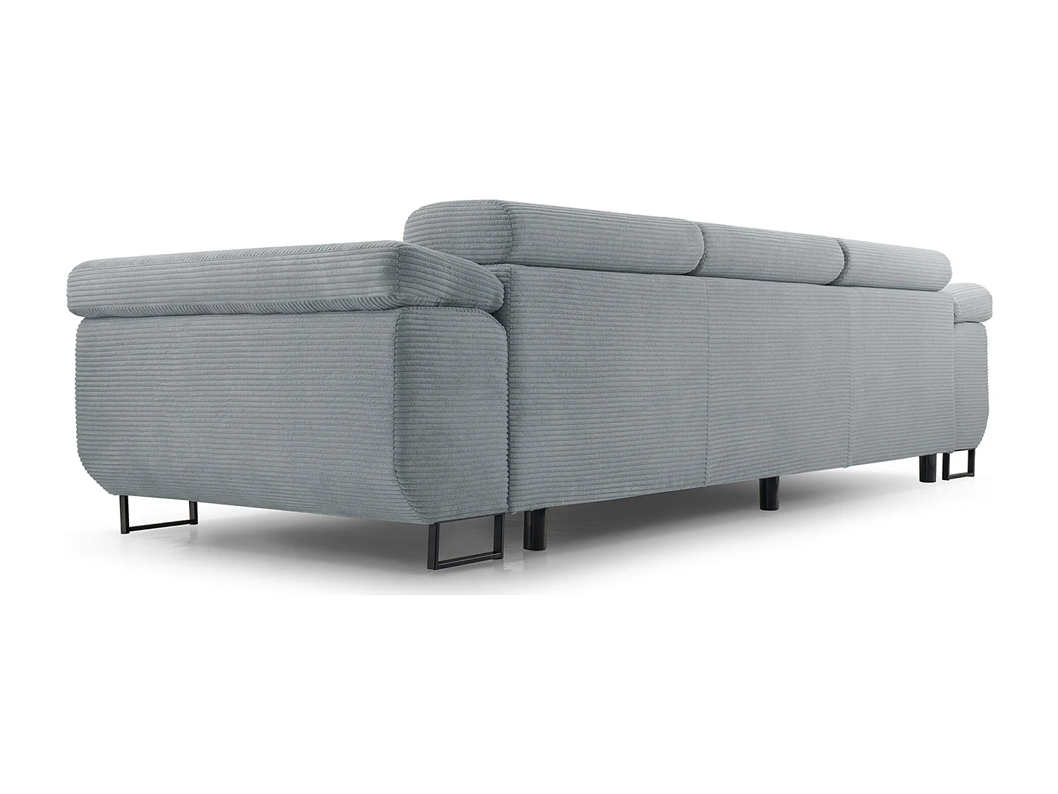 Schlafsofa mit verstellbaren Kopfstützen und Stauraum – Cord – Hellgrau – CAPURSO