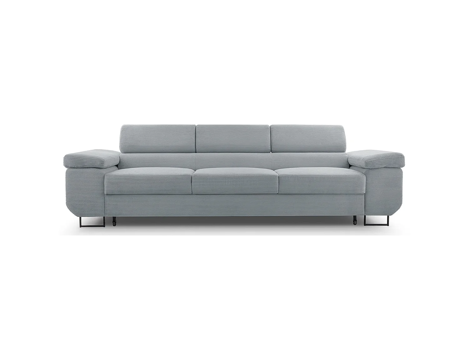 Canapé convertible 3 places – velours côtelé– gris clair – CAPURSO