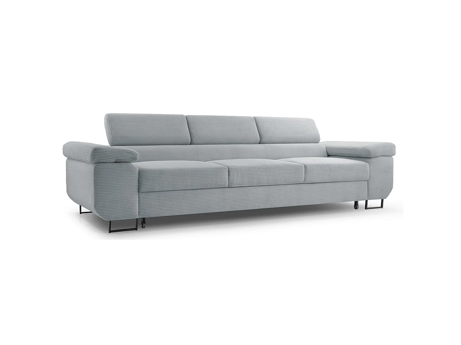 Canapé convertible 3 places – velours côtelé– gris clair – CAPURSO