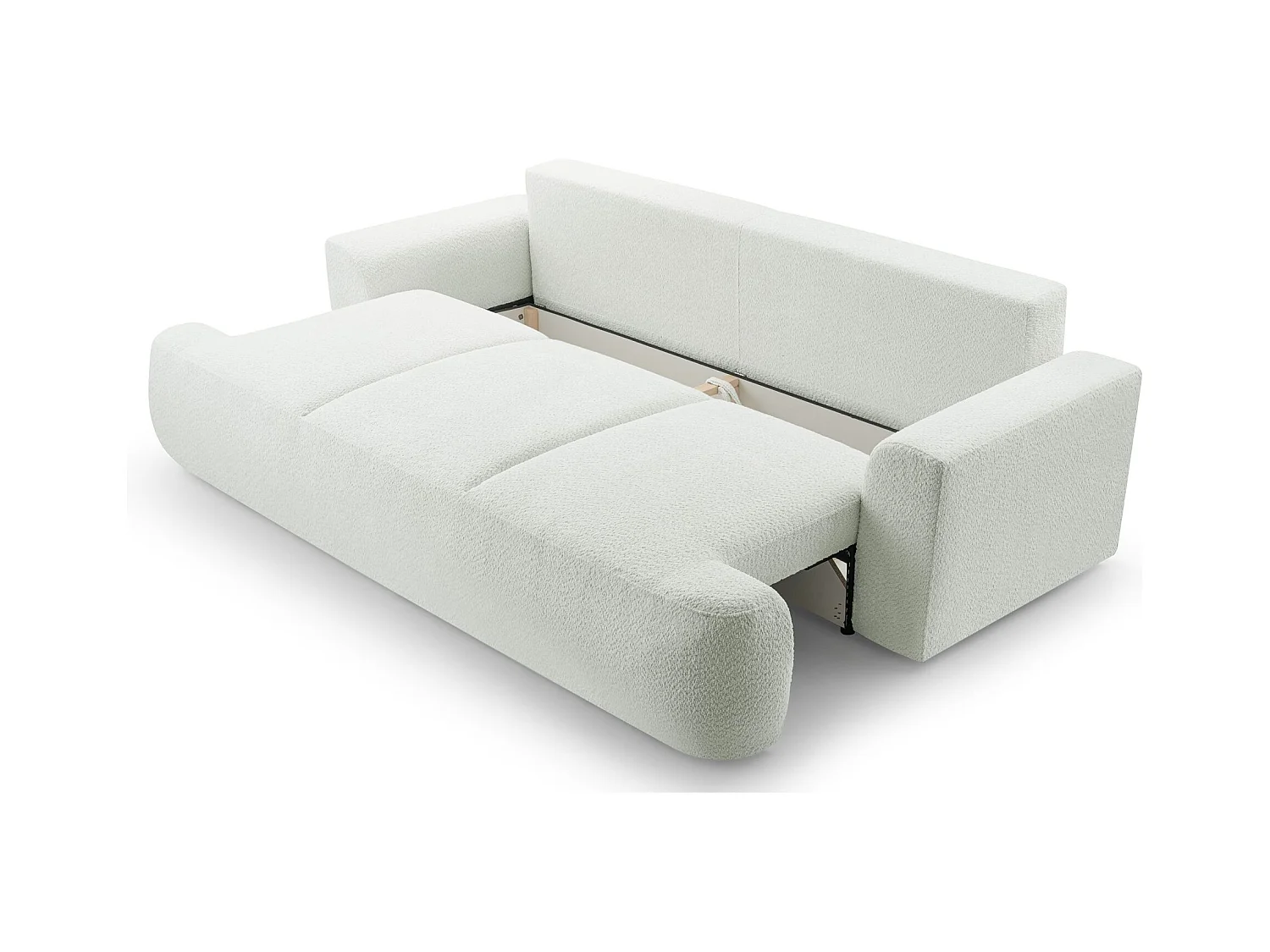 3-Sitzer-Sofa mit Schlaffunktion und Stauraum – Bouclé – Creme – BARLETTO
