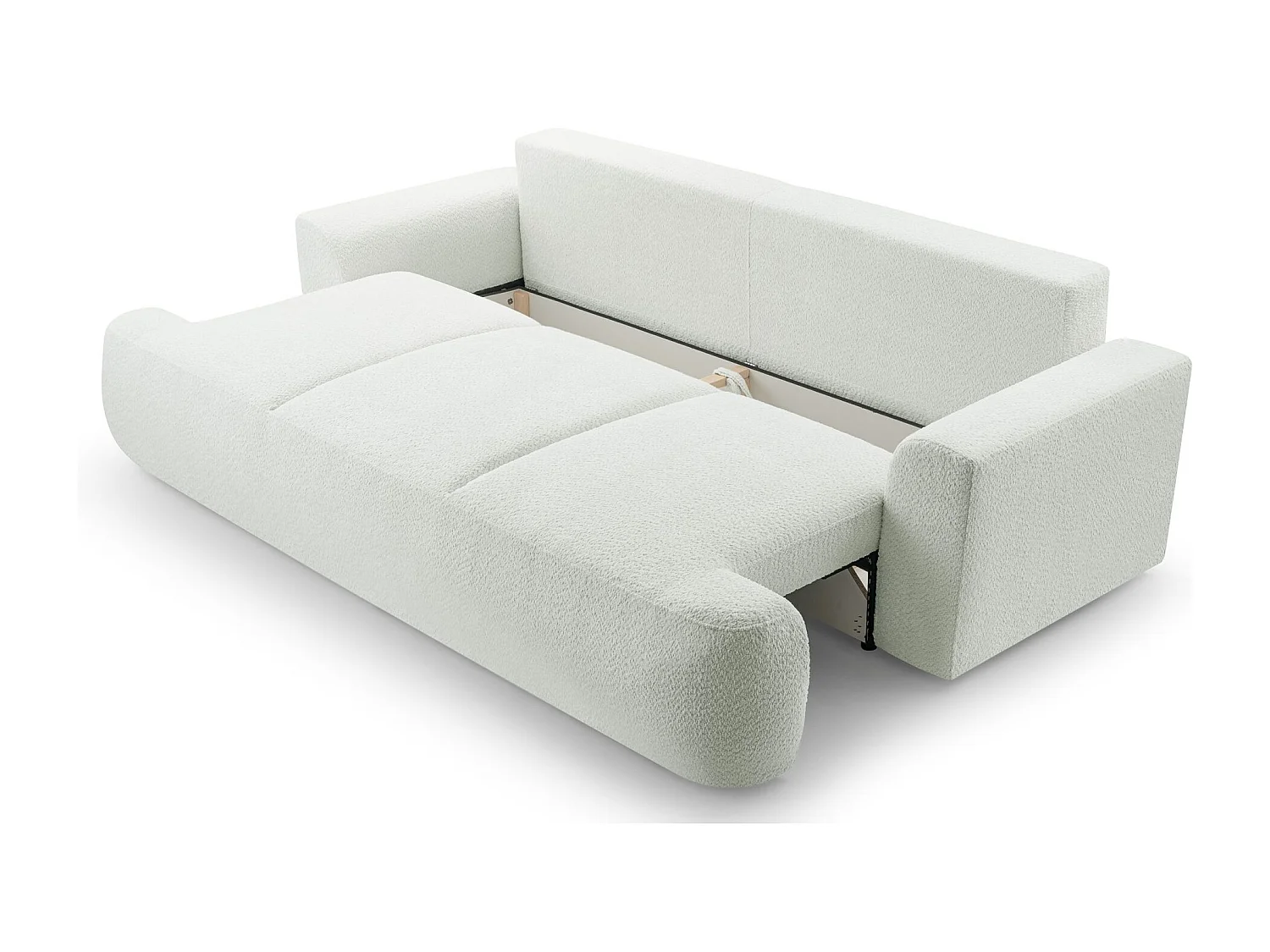3-Sitzer-Sofa mit Schlaffunktion und Stauraum – Bouclé – Creme – BARLETTO