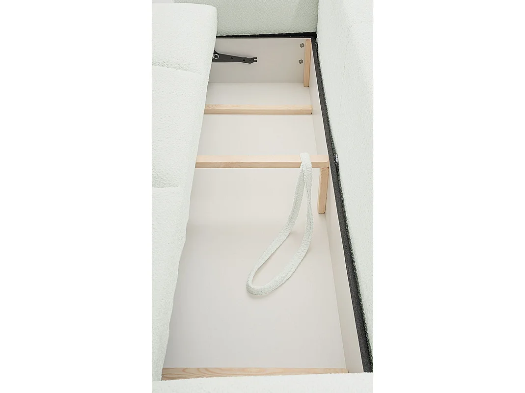 3-Sitzer-Sofa mit Schlaffunktion und Stauraum – Bouclé – Creme – BARLETTO