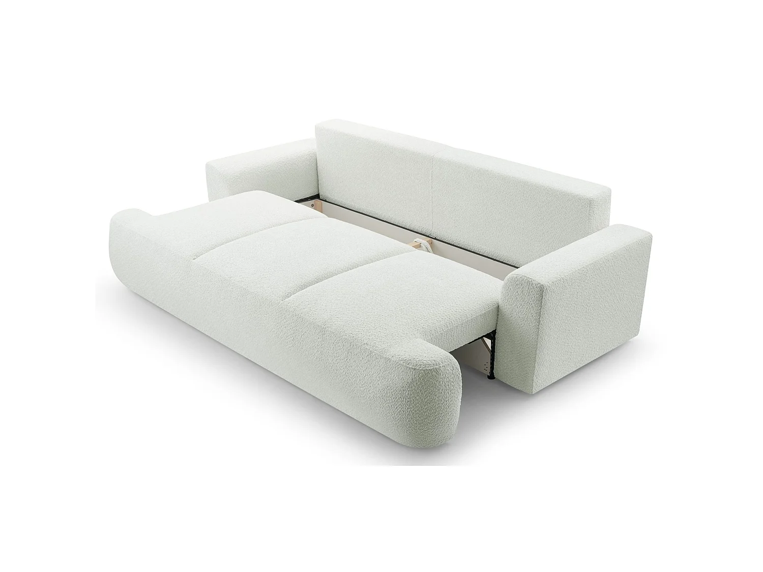3-Sitzer-Sofa mit Schlaffunktion und Stauraum – Bouclé – Creme – BARLETTO