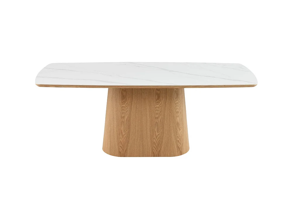 Reno - Table à manger 8 personnes effet marbre et bois - Bois clair