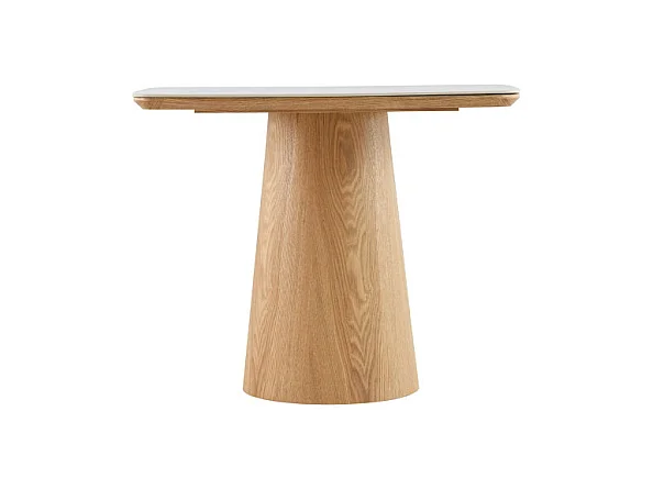 Reno - Table à manger 8 personnes effet marbre et bois - Bois clair