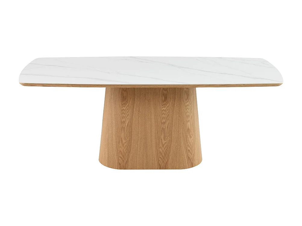 Reno - Table à manger 8 personnes effet marbre et bois - Bois clair