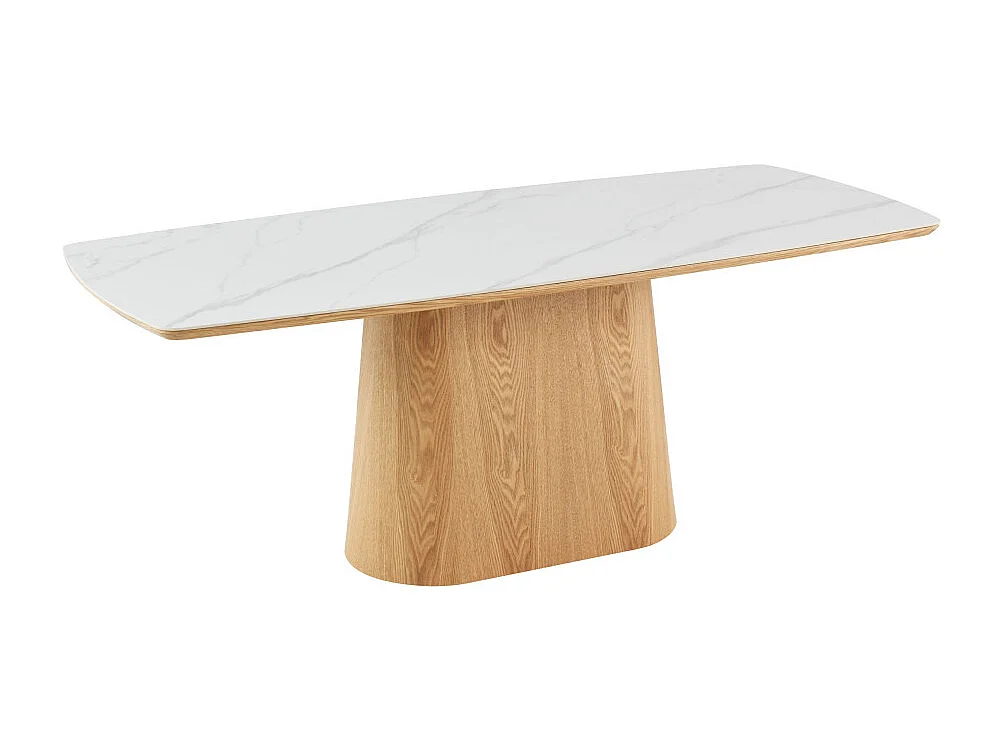 Reno - Table à manger 8 personnes effet marbre et bois - Bois clair