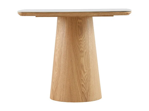 Reno - Table à manger 8 personnes effet marbre et bois - Bois clair