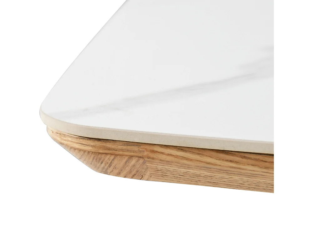 Reno - Table à manger 8 personnes effet marbre et bois - Bois clair