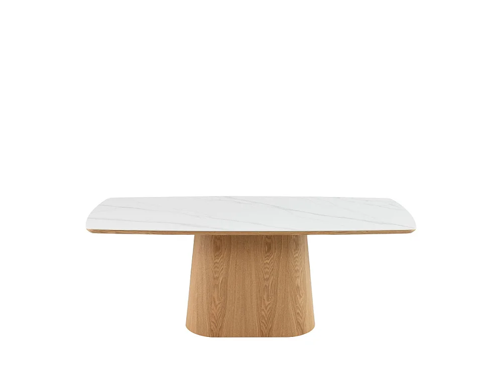 Reno - Table à manger 8 personnes effet marbre et bois - Bois clair