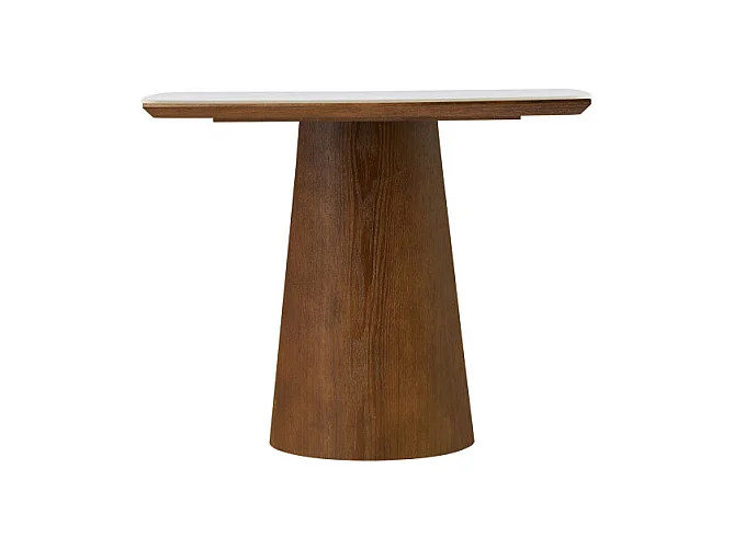 Reno - Table à manger 8 personnes effet marbre et bois - Bois foncé