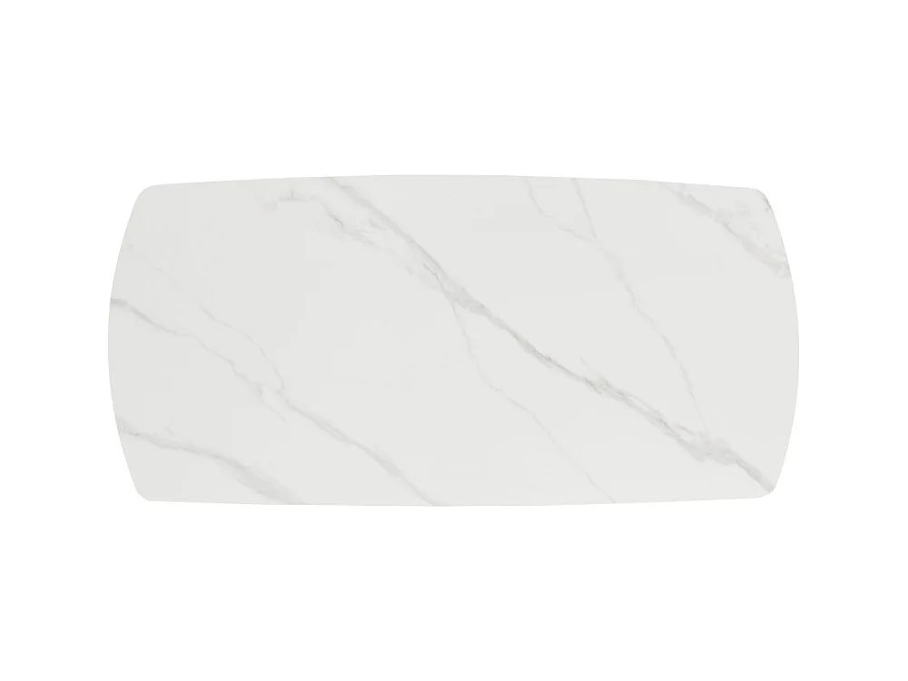 Reno - Table à manger 8 personnes effet marbre et bois - Bois foncé