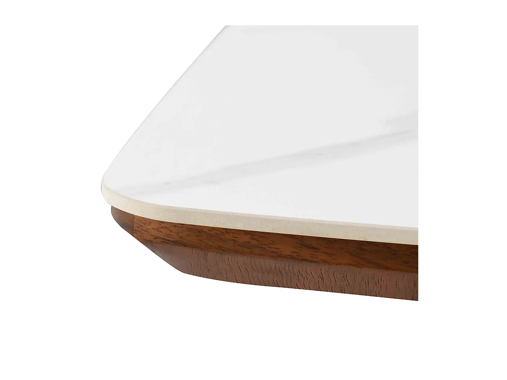 Reno - Table à manger 8 personnes effet marbre et bois - Bois foncé