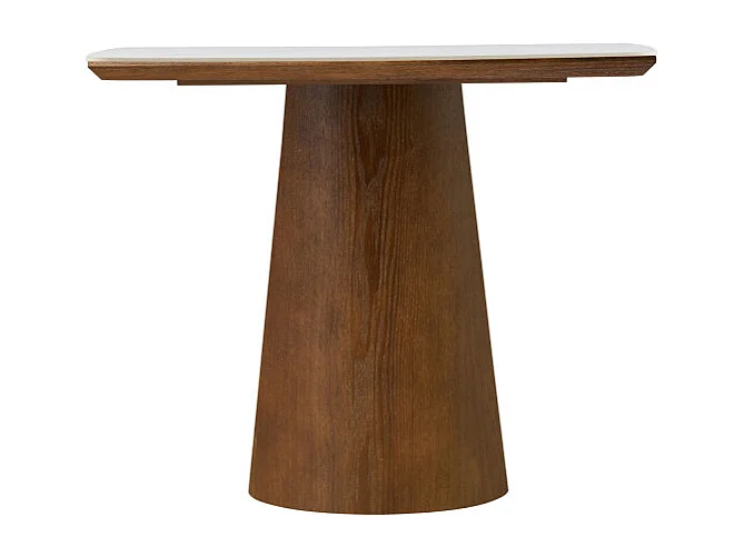 Reno - Table à manger 8 personnes effet marbre et bois - Bois foncé