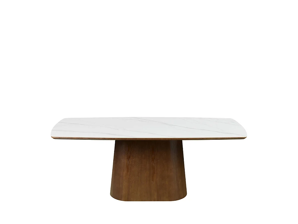 Reno - Table à manger 8 personnes effet marbre et bois - Bois foncé