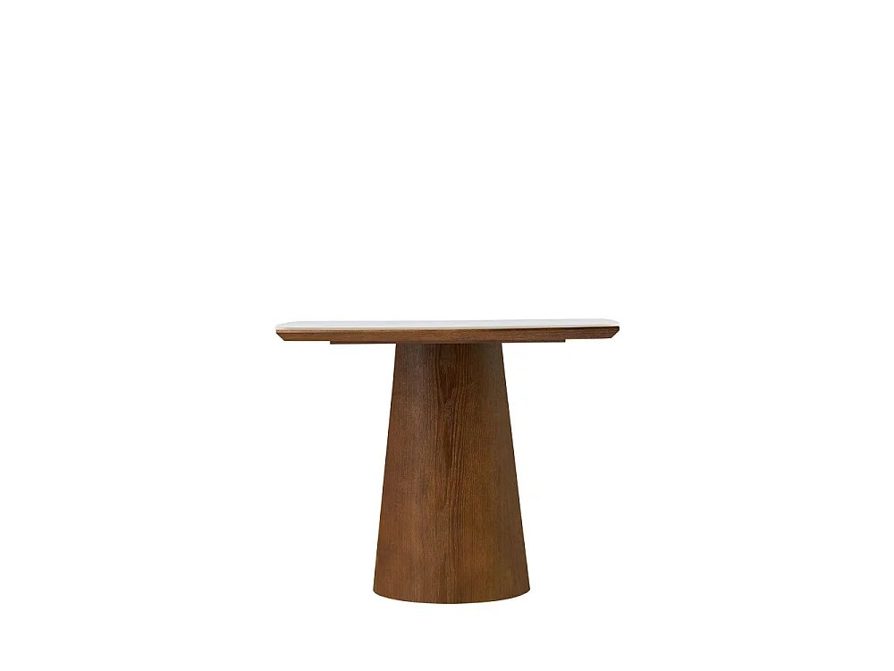 Reno - Table à manger 8 personnes effet marbre et bois - Bois foncé