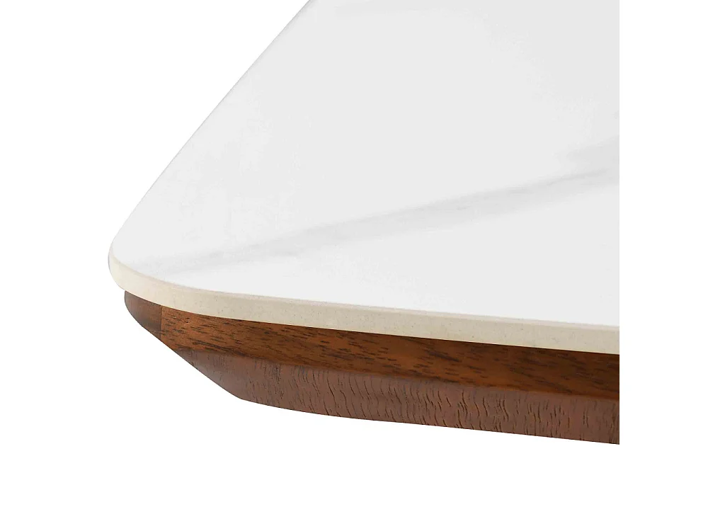 Reno - Table à manger 8 personnes effet marbre et bois - Bois foncé