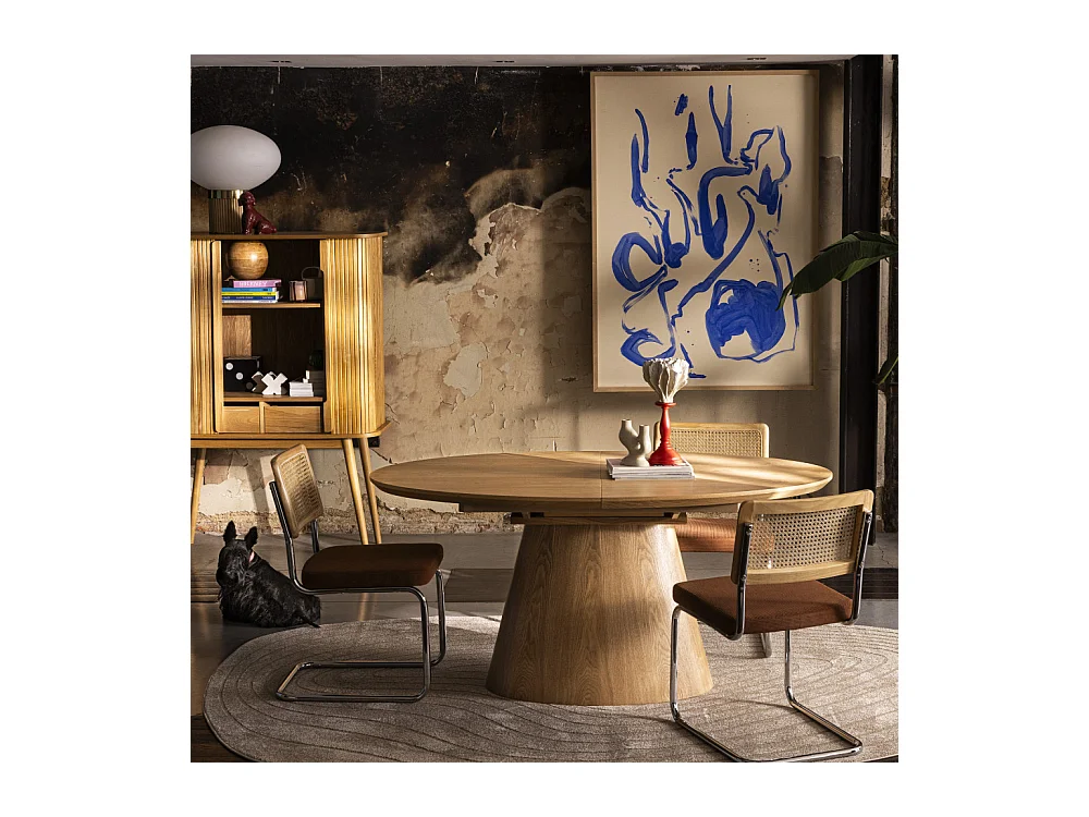 Cami - Table à manger extensible 6 à 8 personnes ovale en bois - Bois clair