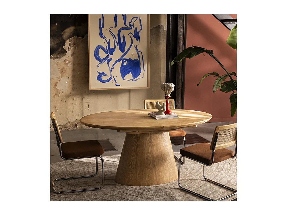 Cami - Table à manger extensible 6 à 8 personnes ovale en bois - Bois clair