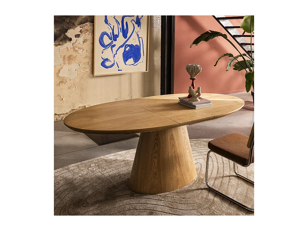 Cami - Table à manger extensible 6 à 8 personnes ovale en bois - Bois clair