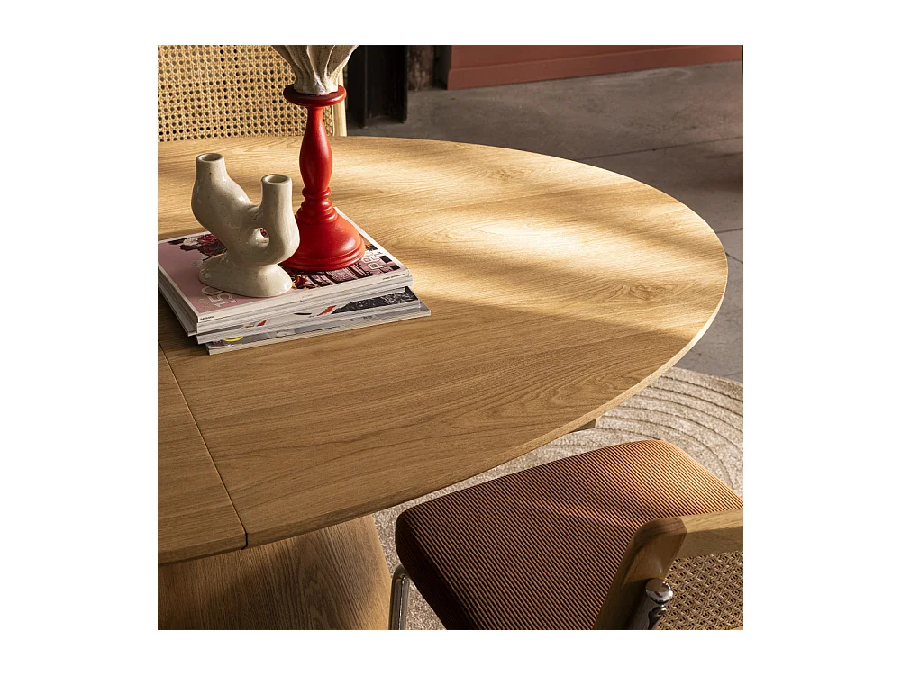 Cami - Table à manger extensible 6 à 8 personnes ovale en bois - Bois clair