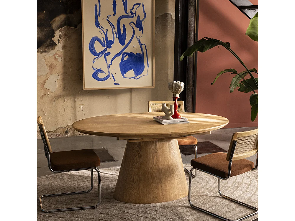 Cami - Table à manger extensible 6 à 8 personnes ovale en bois - Bois clair