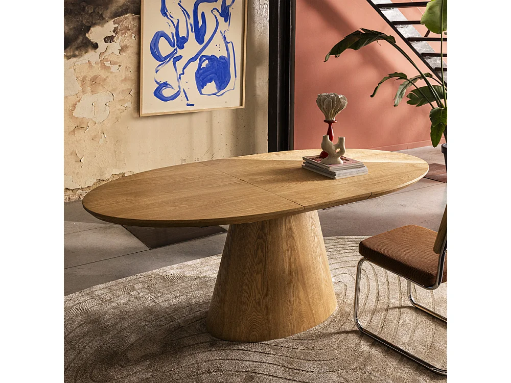 Cami - Table à manger extensible 6 à 8 personnes ovale en bois - Bois clair