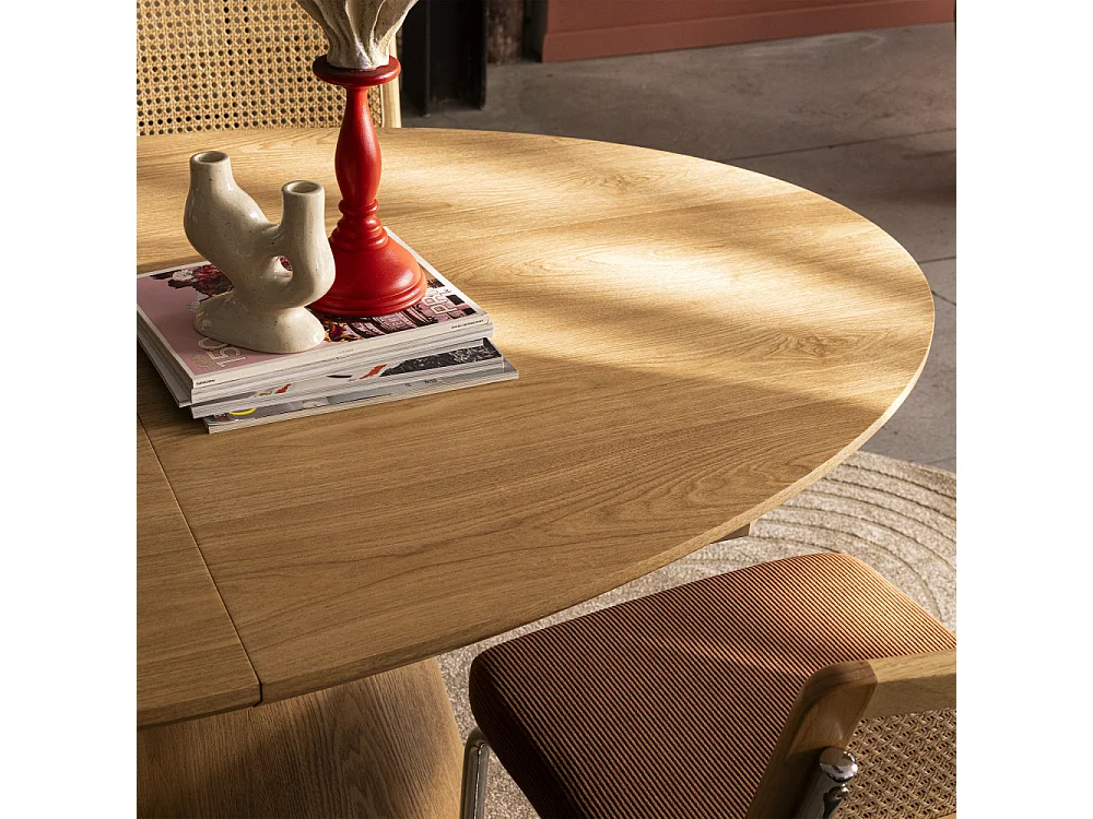 Cami - Table à manger extensible 6 à 8 personnes ovale en bois - Bois clair