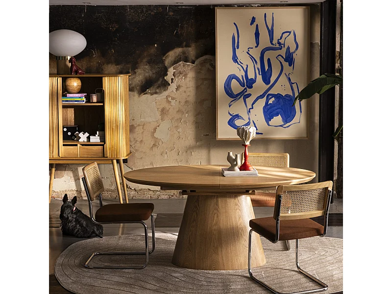 Cami - Table à manger extensible 6 à 8 personnes ovale en bois - Bois clair