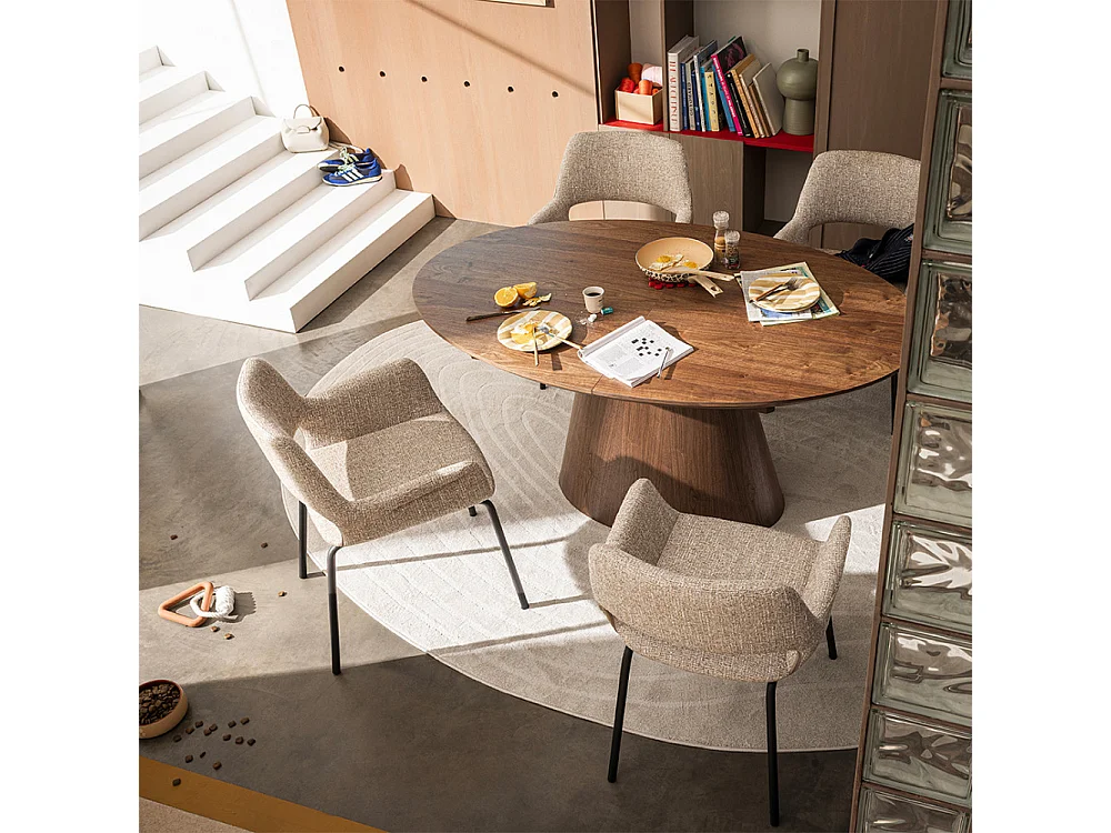 Cami - Table à manger extensible 6 à 8 personnes ovale en bois - Bois foncé