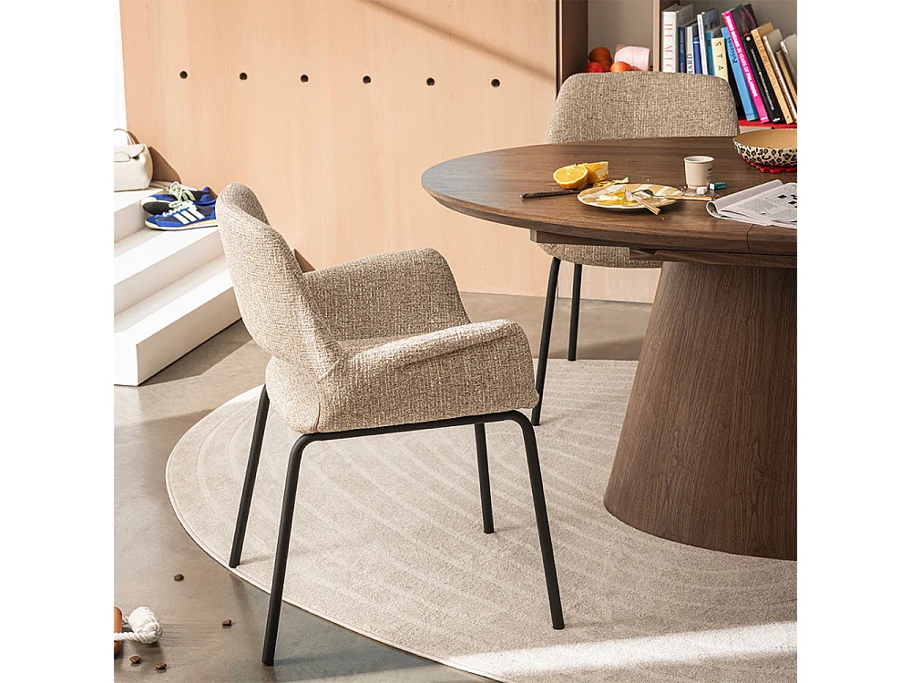 Cami - Table à manger extensible 6 à 8 personnes ovale en bois - Bois foncé