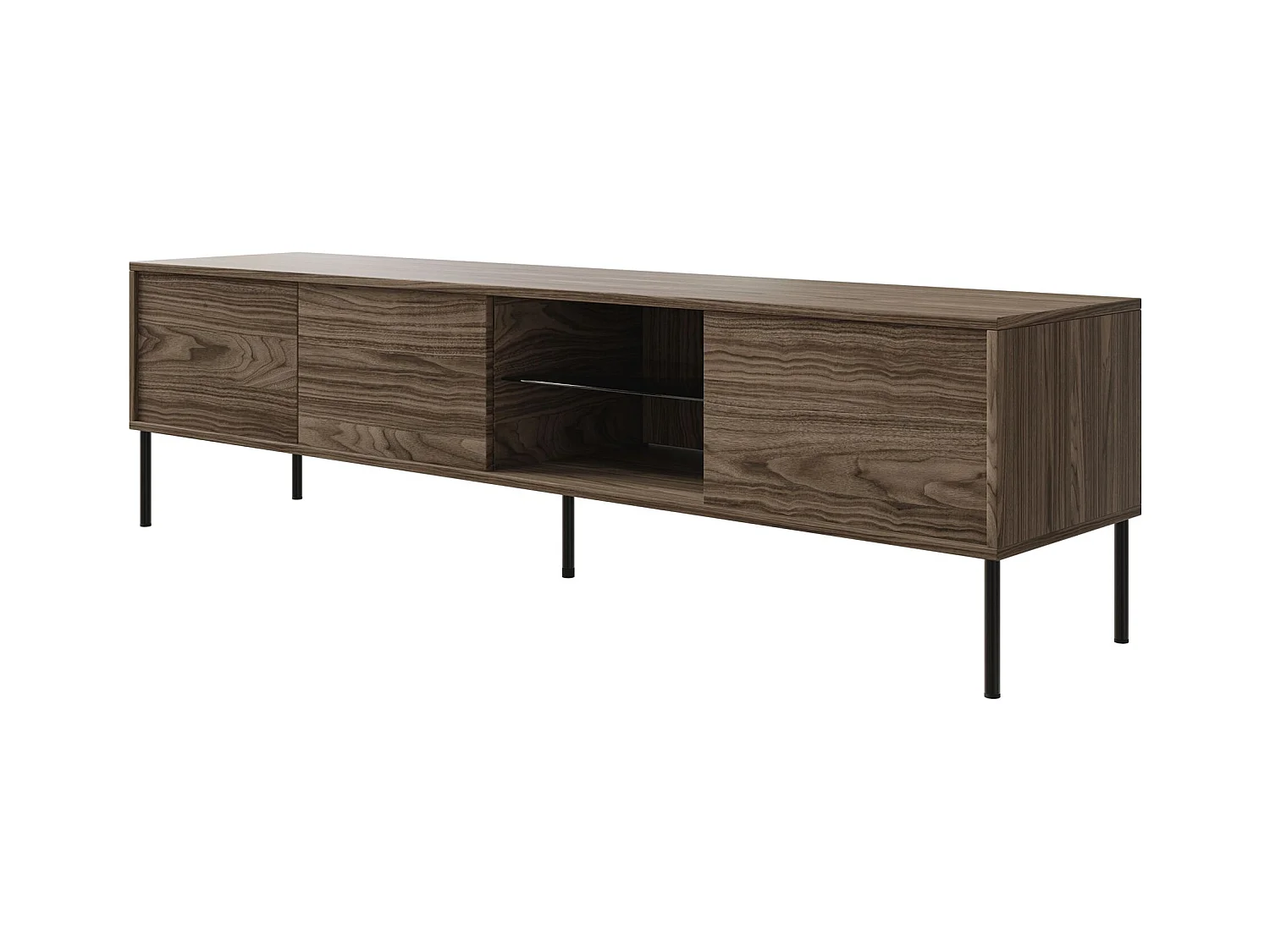Meuble TV 3 portes avec LED – couleur noyer – 175 cm – MODITY