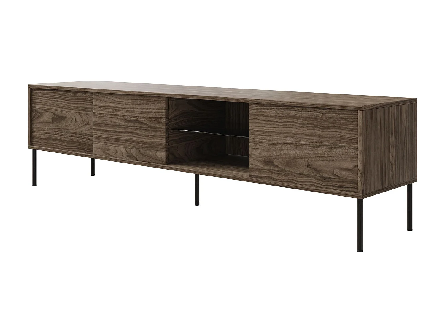 Meuble TV 3 portes avec LED – couleur noyer – 175 cm – MODITY
