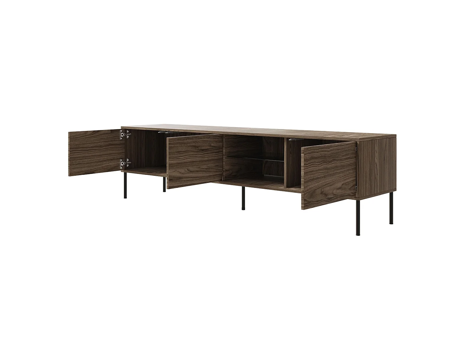 Meuble TV 3 portes avec LED – couleur noyer – 175 cm – MODITY