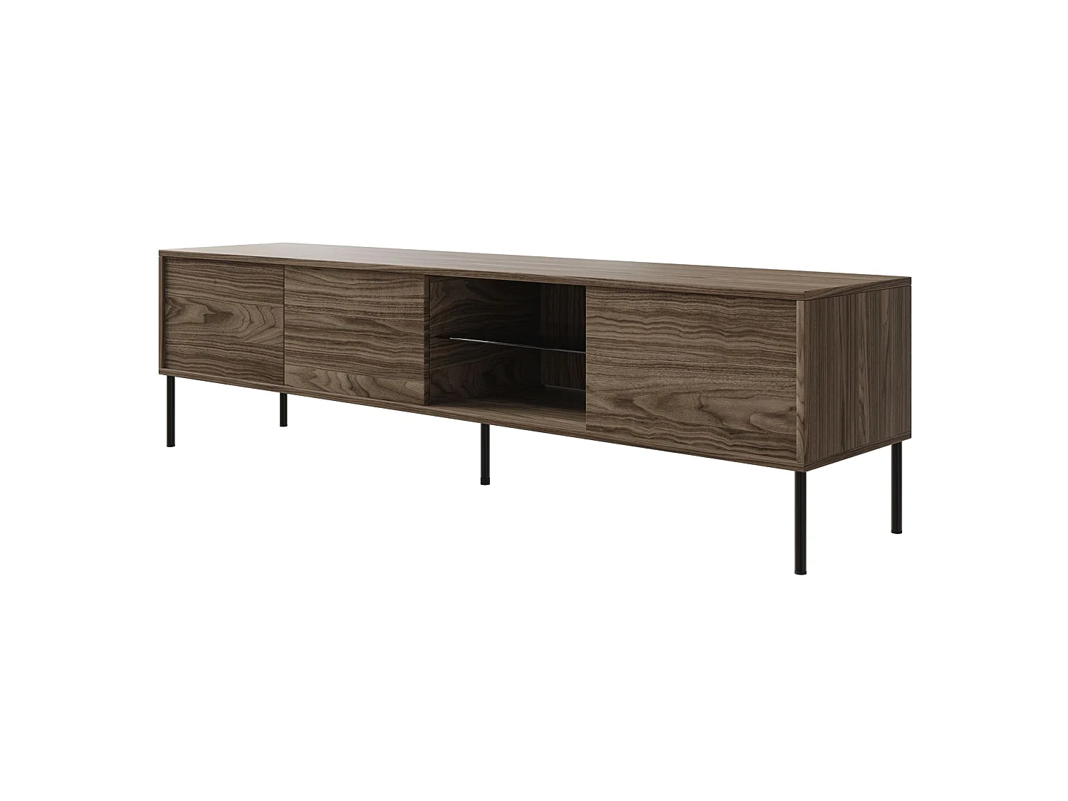Meuble TV 3 portes avec LED – couleur noyer – 175 cm – MODITY