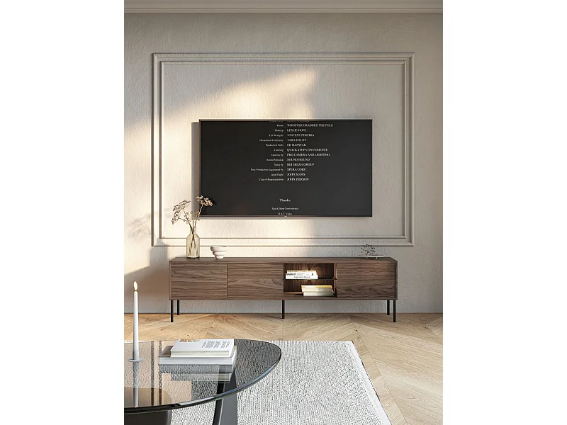 Meuble TV 3 portes avec LED – couleur noyer – 175 cm – MODITY