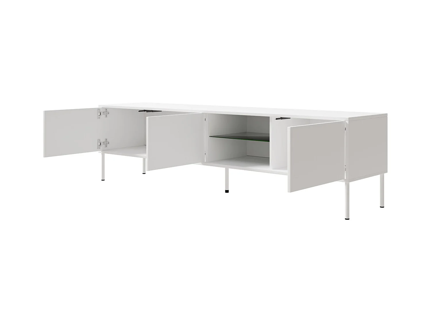 Meuble TV 3 portes avec LED – blanc – 175 cm – MODITY