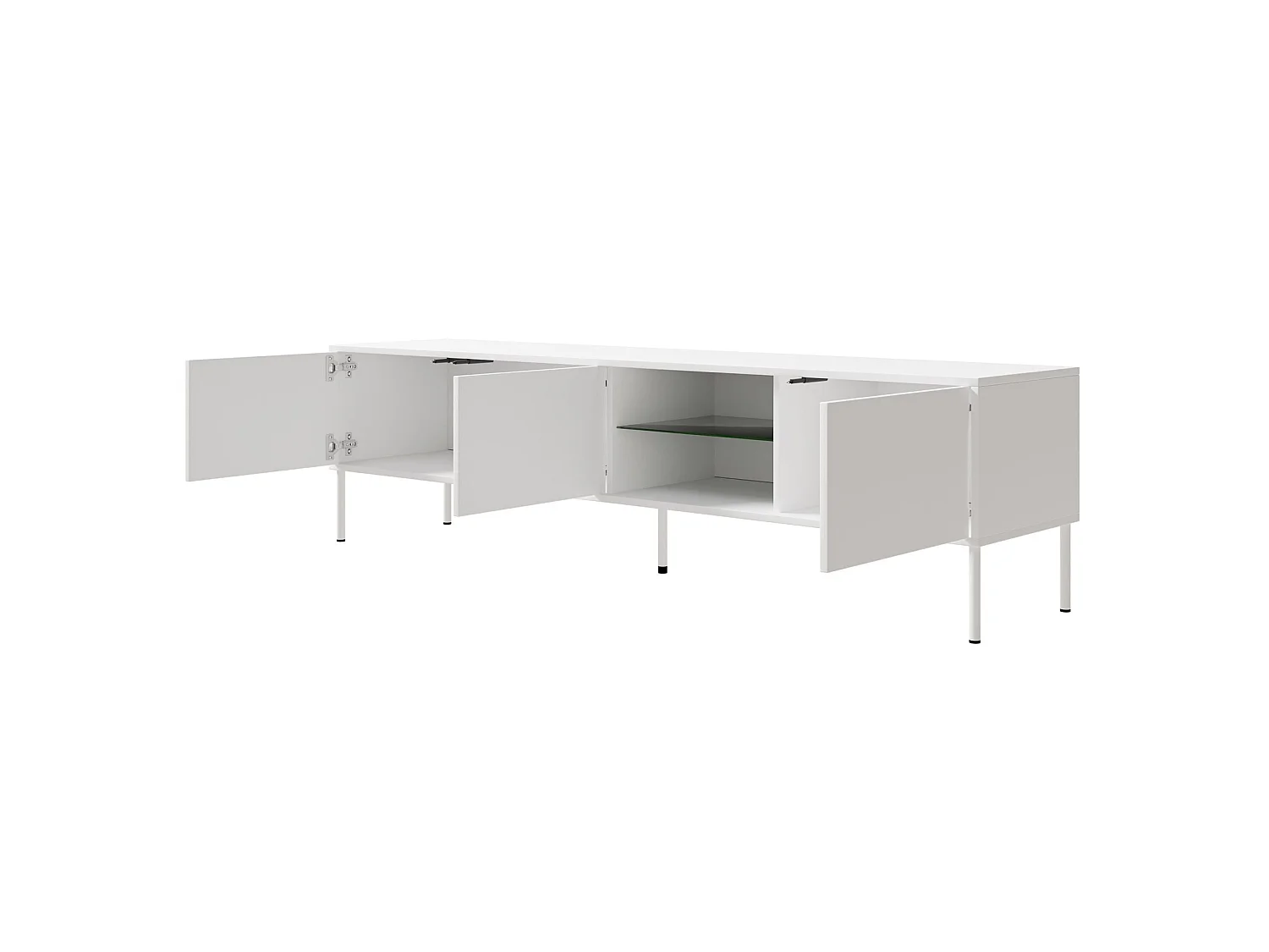 Meuble TV 3 portes avec LED – blanc – 175 cm – MODITY