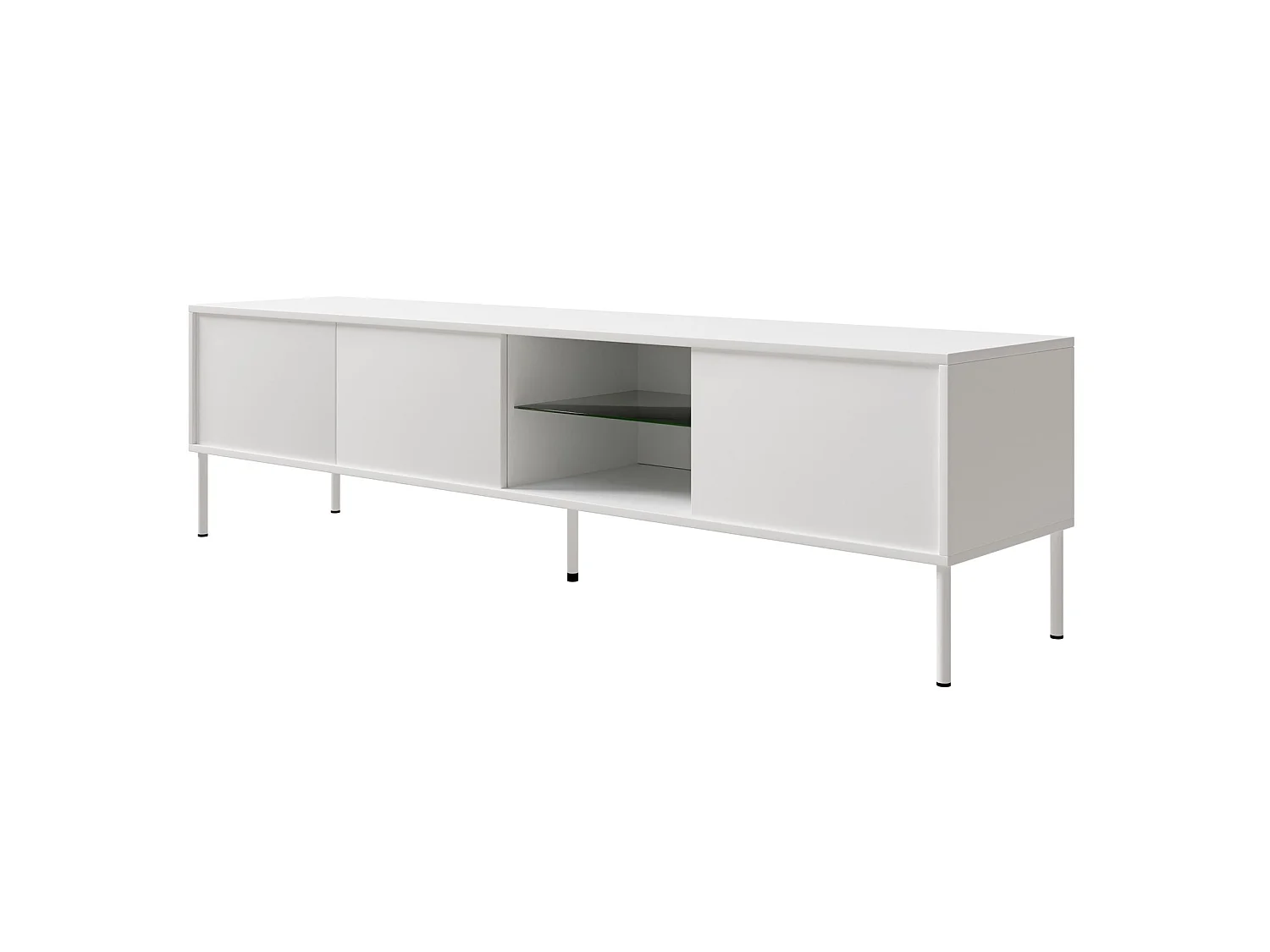 Meuble TV 3 portes avec LED – blanc – 175 cm – MODITY