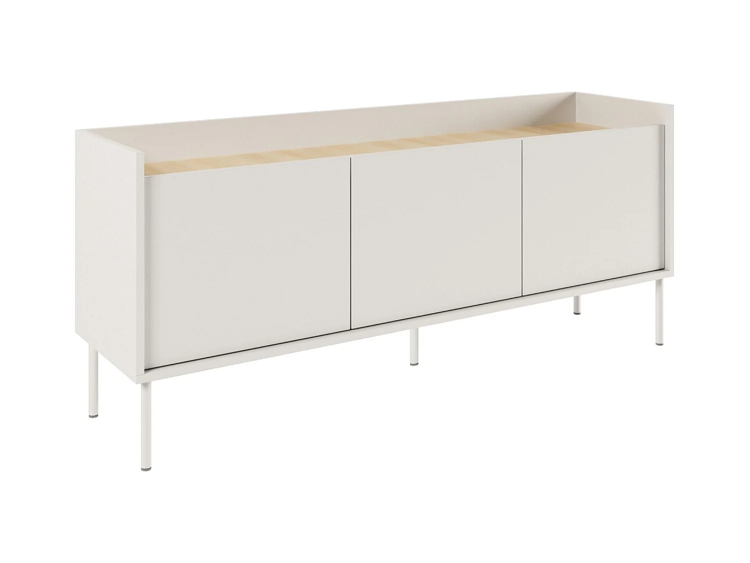 TV-Schrank 3-türig – 140 cm – Weiß / Holzoptik Eiche – TOVI
