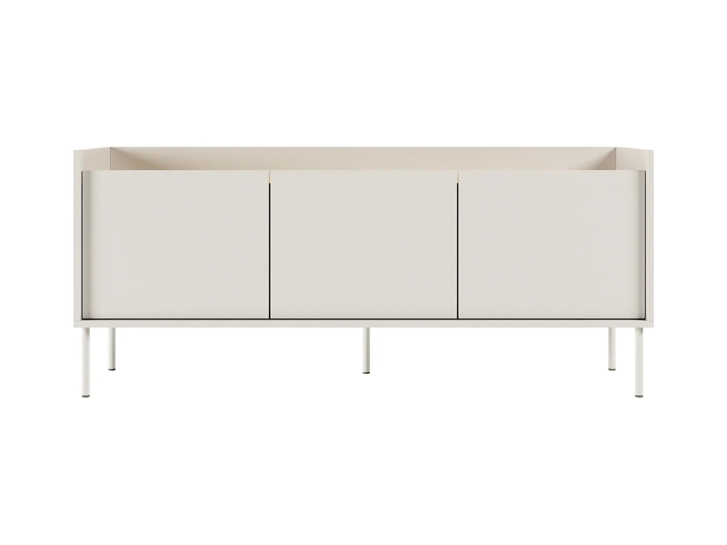 TV-Schrank 3-türig – 140 cm – Weiß / Holzoptik Eiche – TOVI