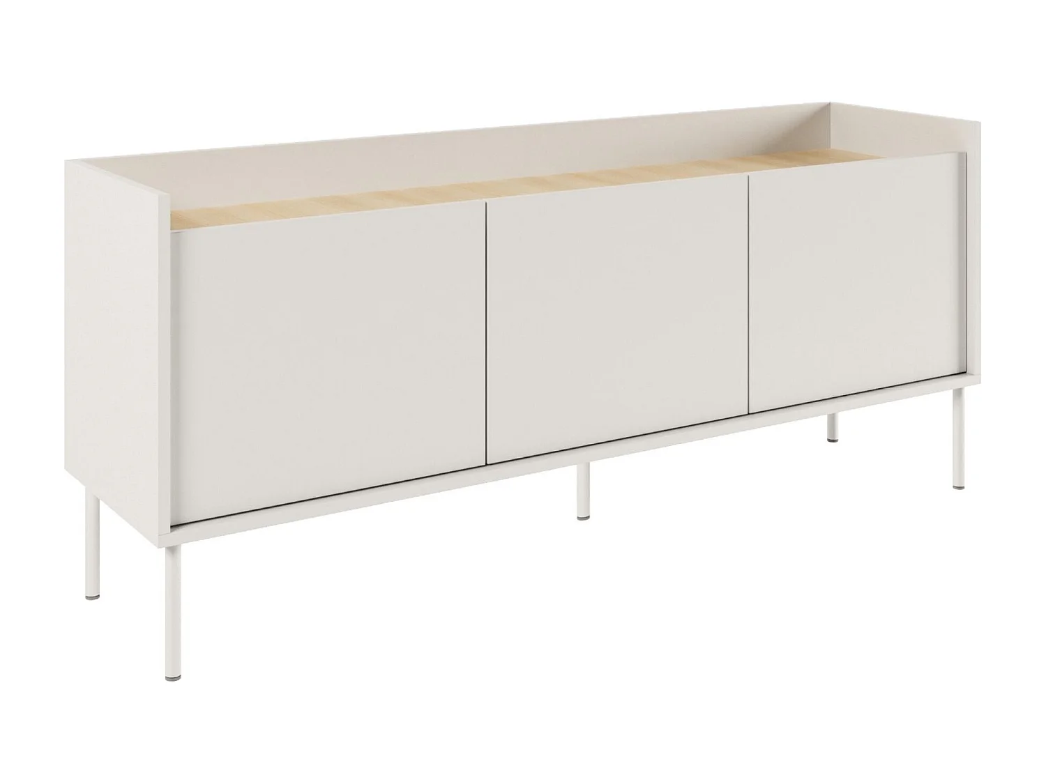 TV-Schrank 3-türig – 140 cm – Weiß / Holzoptik Eiche – TOVI
