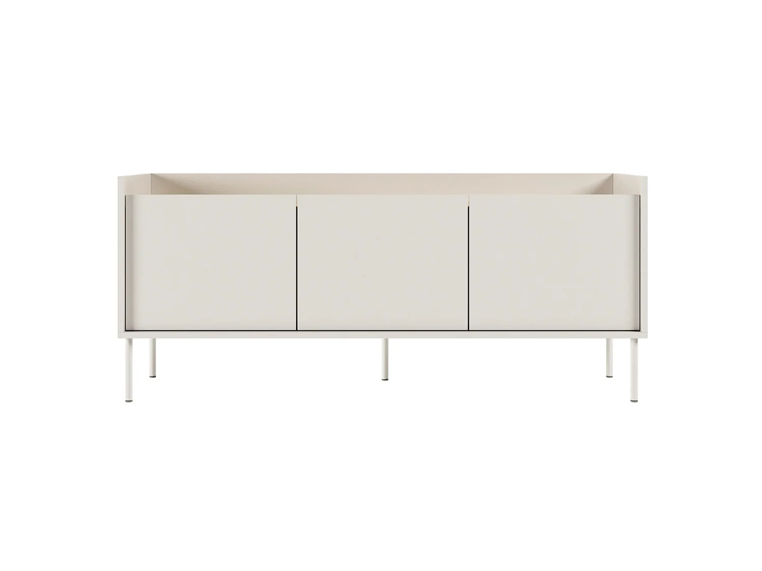 Meuble TV 3 portes – blanc / couleur chêne linberg– 140 cm – TOVI